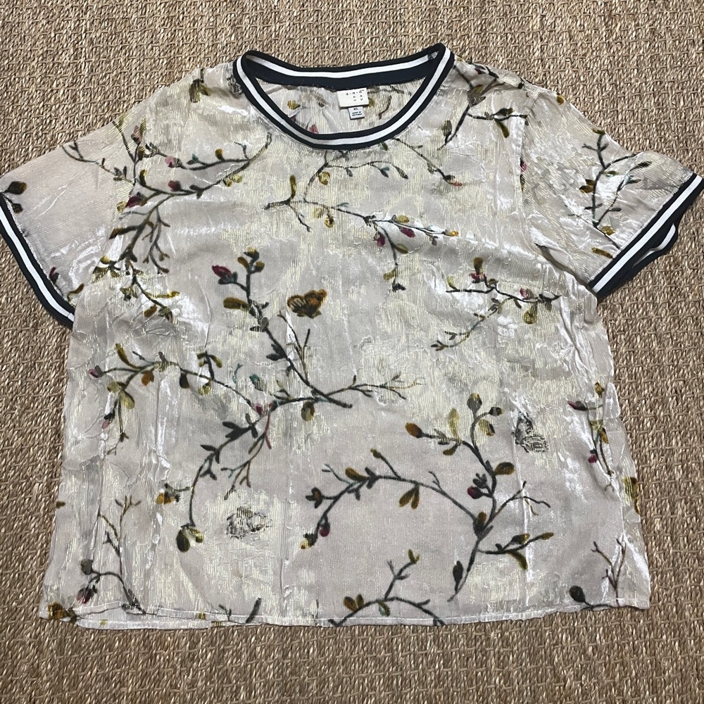 Andeawy Sheer Velvet Gold Reflective Top
